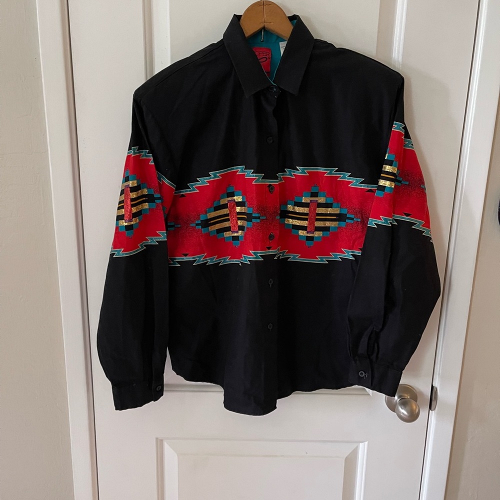 Vintage Roper western Aztec button down shirt